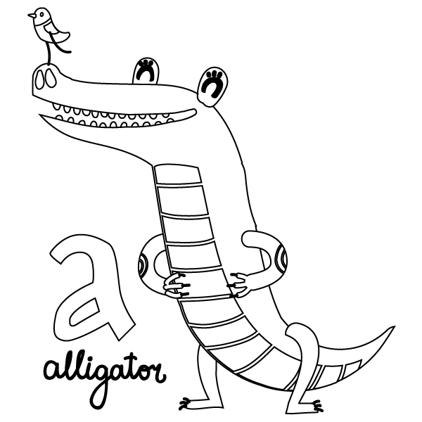 A for Alligator Coloring Page