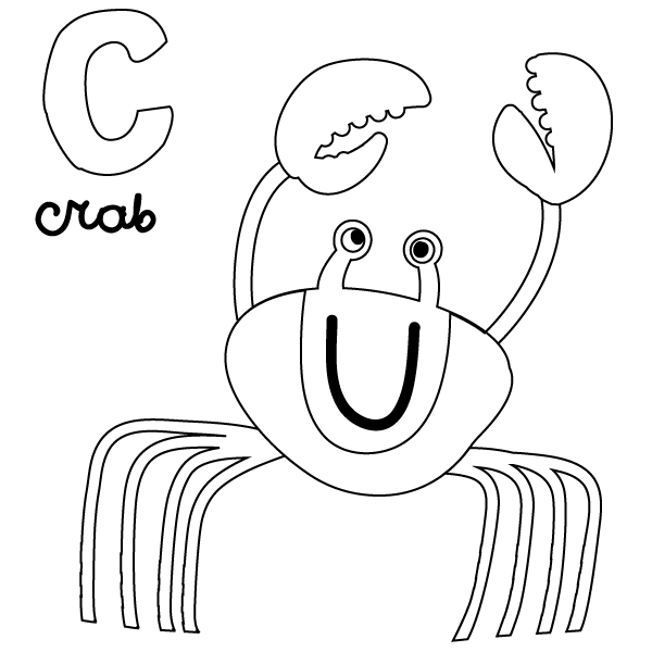 C for Crab Coloring Page