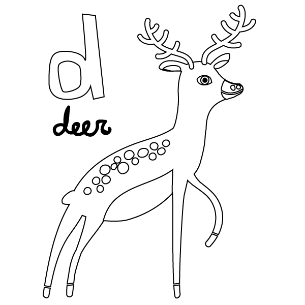 D for Deer Coloring Page