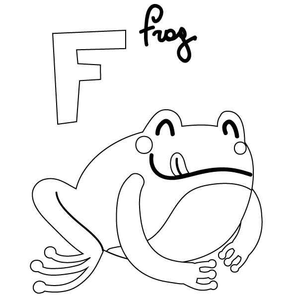 F for Frog free Coloring Page