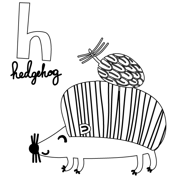 H for Hedgehog Coloring Page