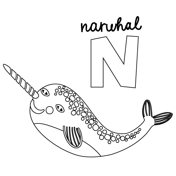 N for Naruhal Coloring Page