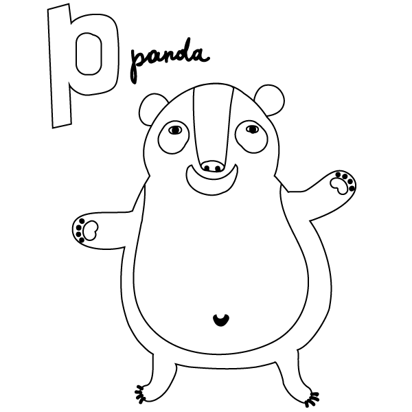 P for Panda Coloring Page