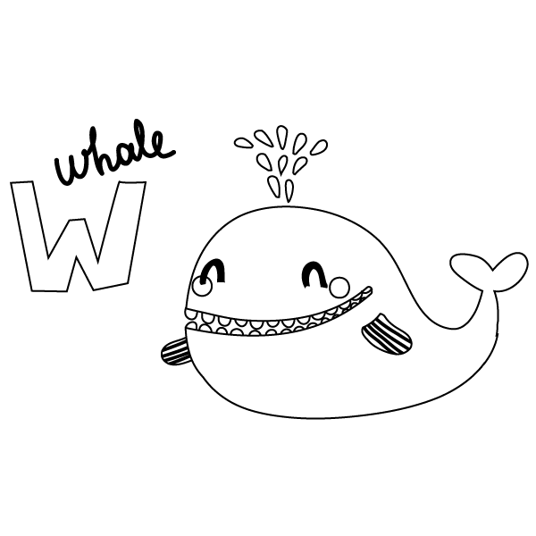 W for Whale Coloring Page