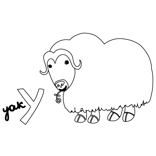 Y for Yak Coloring Page