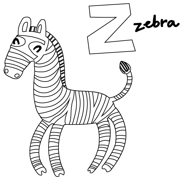 Z for Zebra Coloring Page