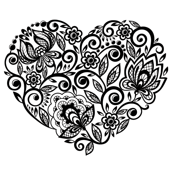 Floral Heart Coloring Page