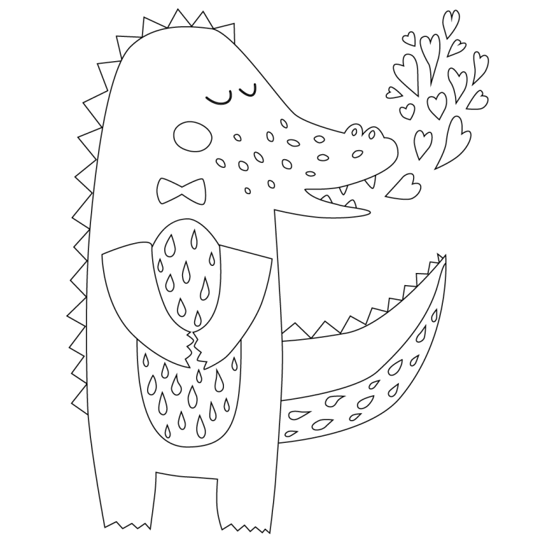Sweet Crocodile Coloring Page