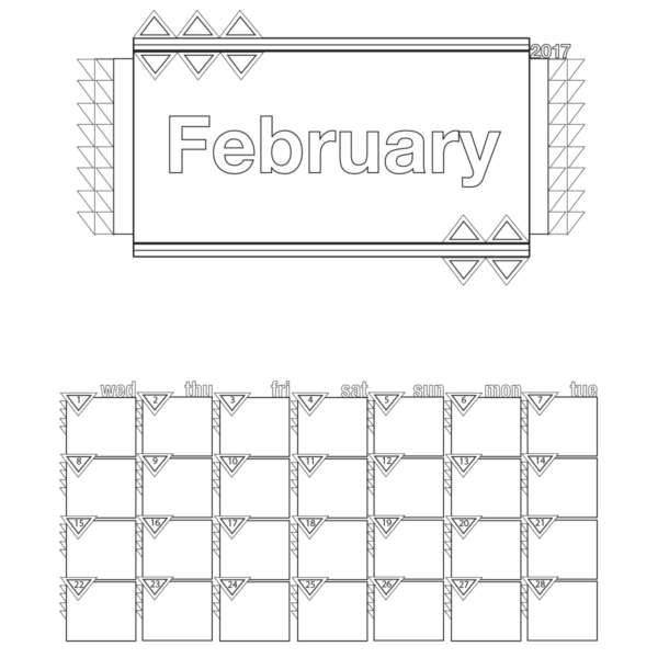 February 2017 Calendar Coloring – Babadoodle