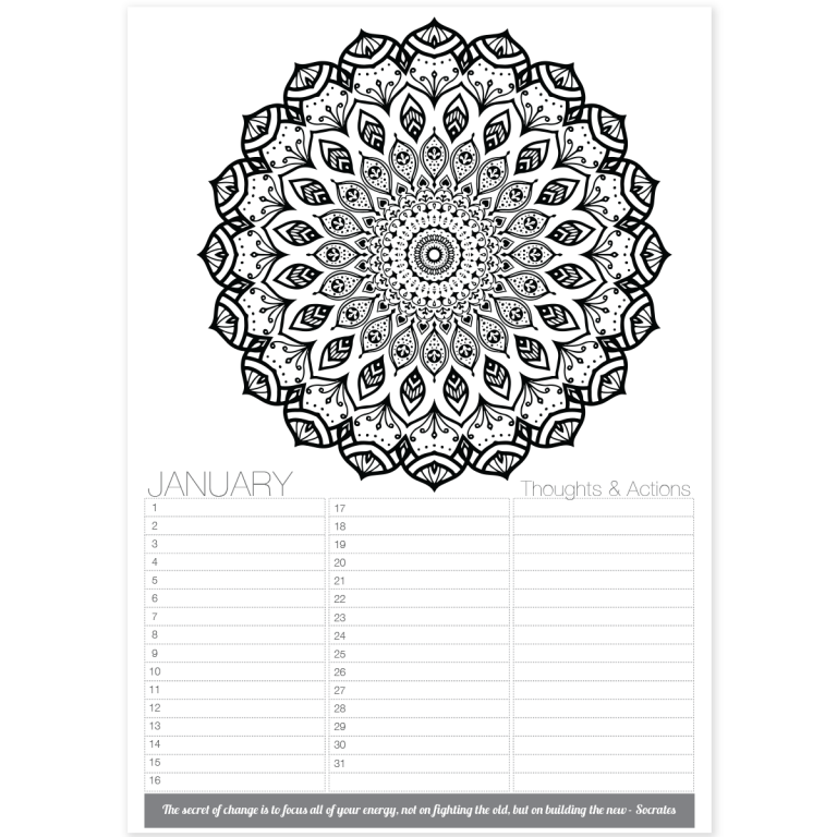 January “any year” Mandala Calendar