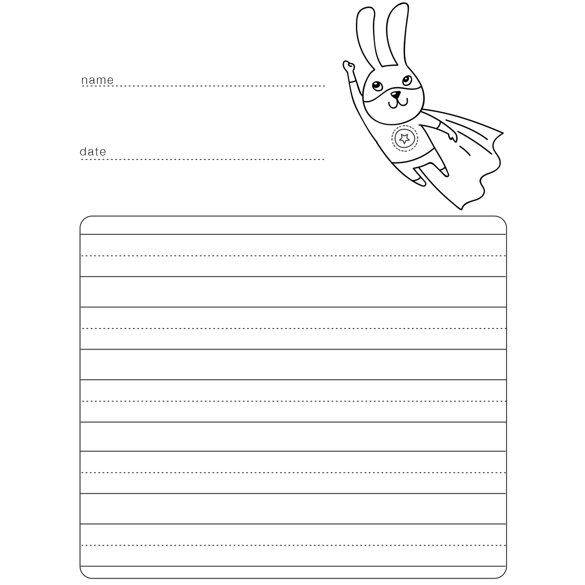 Practice Writing Printable (Super Bunny!)