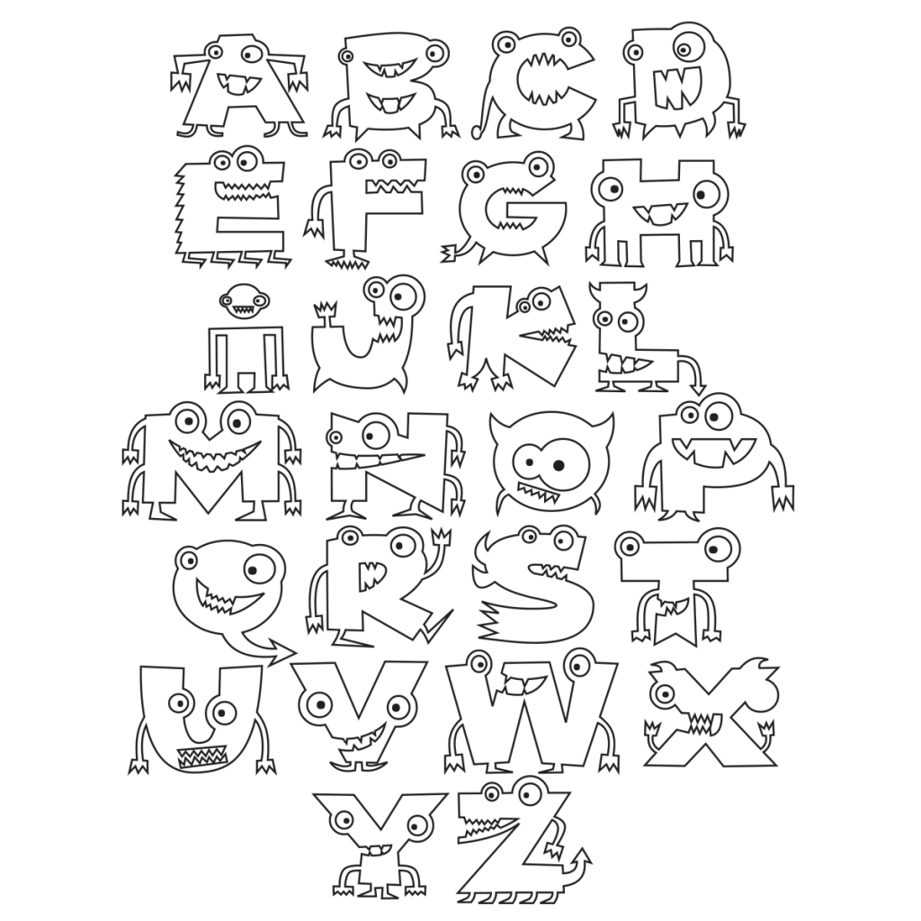 Alphabet Monster Coloring (printable PDF) – Babadoodle