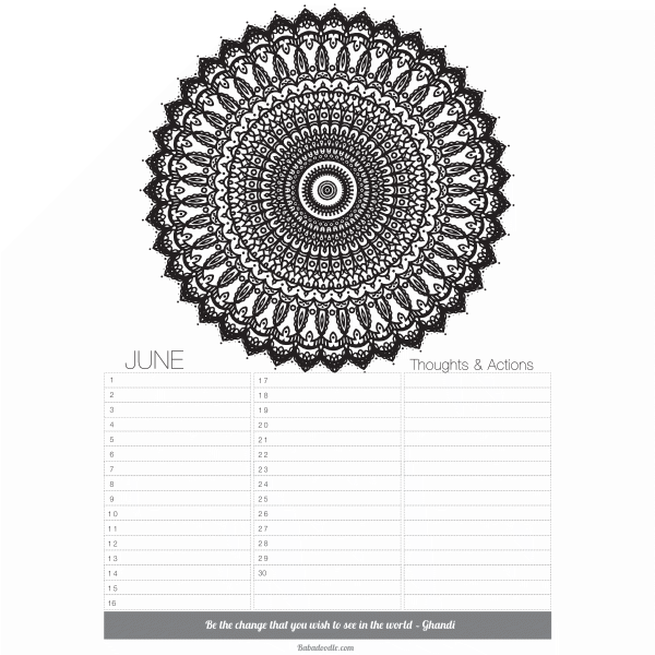 June “any year” Calendar & Organizer (free)