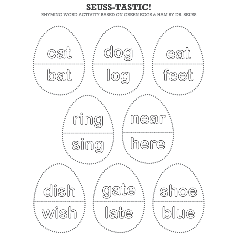 Rhyming Word Game Activity (printable pdf)