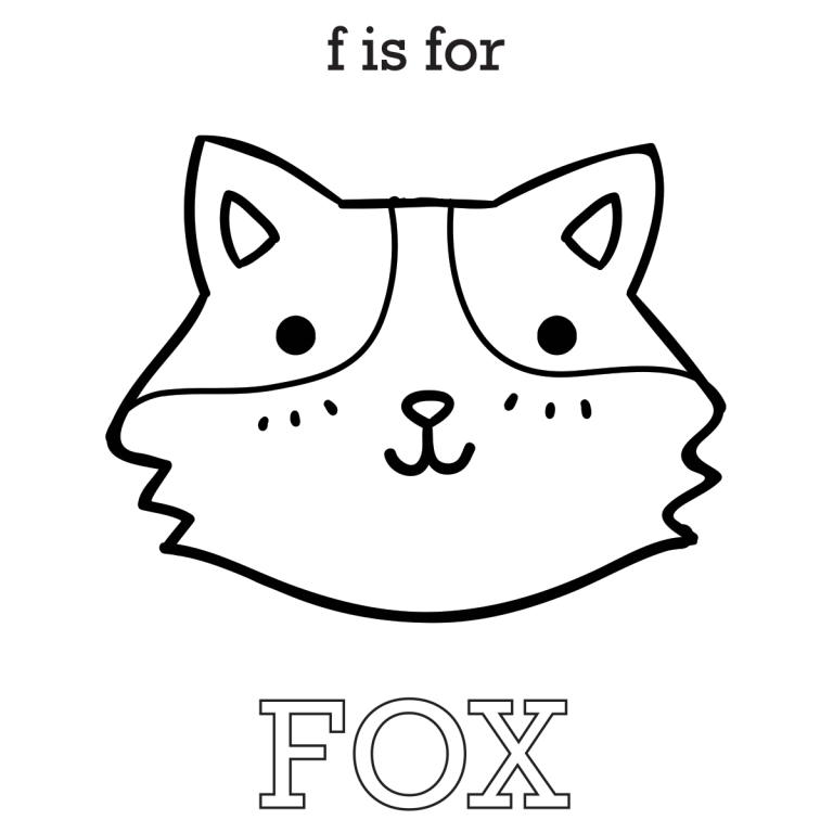 F is for Fox Coloring (printable pdf)
