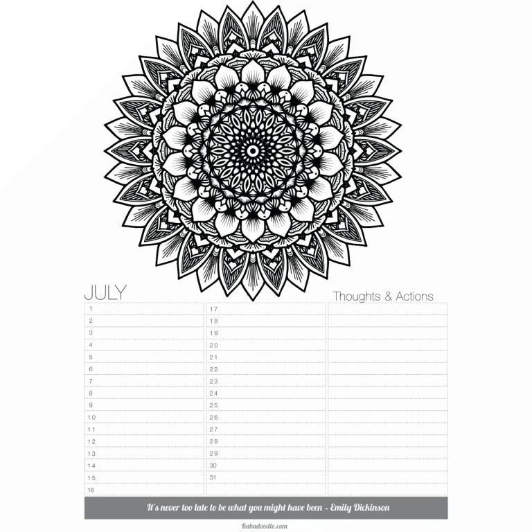 July “any year” Calendar & Organizer (free)