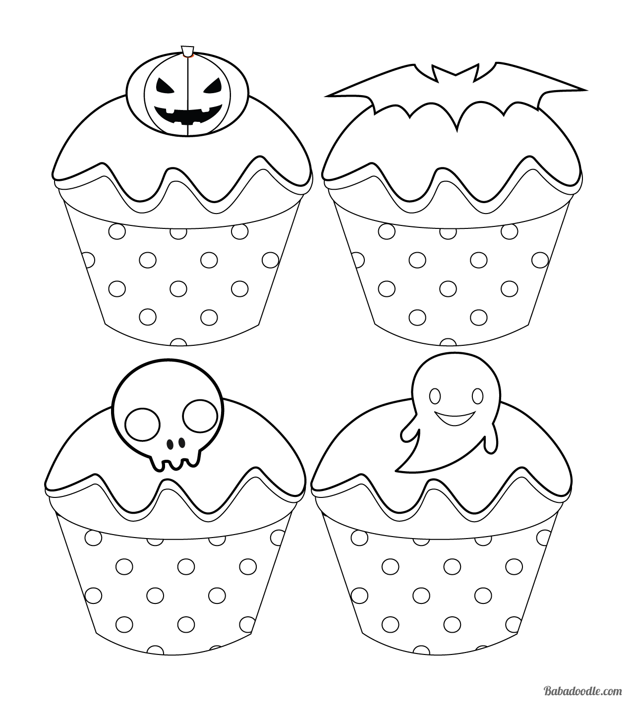 Free Halloween Cupcake Coloring Page – Babadoodle